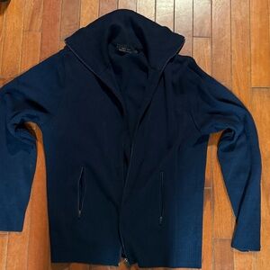 Zara Men's Deep Blue Zip-Up Sweater